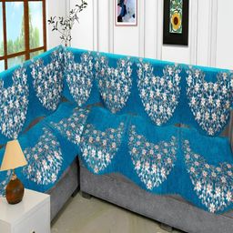 Fashion Throw Turquoise Blue Jacquard Sofa Cover-image-14