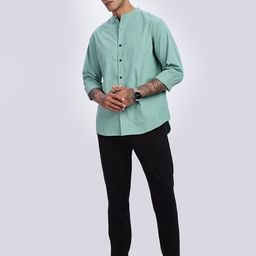 Eszett Band Collar Pure Cotton Shirt-image-27