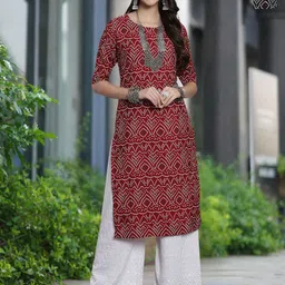 Moda Rapido Selection Of 2 Bandhani Printed Round Neck Straight Kurtas-image-43