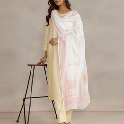 Fabindia Embroidered Chickankari Cotton Silk Dupatta-22