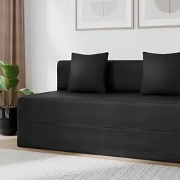 Torque Messi Black Leatherette Foldable 4 Seater Inflatable Sofa Cum Bed With 2 Cushion-image-55