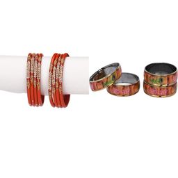 SOMIL Set Of 12 Red Alloy Artificial Stones & Beads Bangles-picture-35