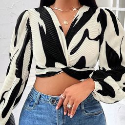 Stylecast X Slyck Printed Puff Sleeve Crop Top-picture-45