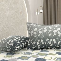 Pure Decor Grey & White Geometric Printed 260 TC Cotton Queen Bedsheet Set 2.28 m x 2.54 m-picture-33