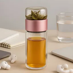 Myntra Elegant Homes Pink Double Layered Insulated Glass Tea Infuser - 420 ml-picture-24