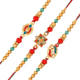 Myntra Elegant Homes Set Of 3 Designer Rakhis With Greeting Card & Roli Chawal image 4