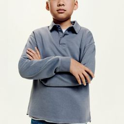 Mango Kids Boys Shirt Collar Pure Cotton Sweatshirt-picture-3