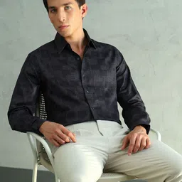Arrow New York Men Manhattan Slim Fit Geometric Printed Spread Collar Cotton Formal Shirt-picture-2
