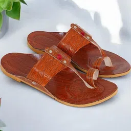 DFR Men Brown Synthetic Leather Comfort Sandals-picture-6