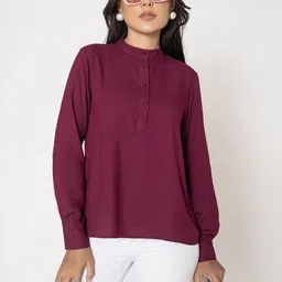 Lounge Dreams Women Solid Mandarin Collar  Top-picture-15