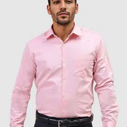 The Indian Garage Co. X Luxe Men Slim Fit Spread Collar Solid Cotton Formal Shirt-picture-12