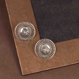 Sangria Silver-Plated Circular Shaped Oxidised Studs-8