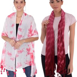 Printed Viscose Women Maroon, Pink, White Scarf, Stole, Fancy Scarf-image-6