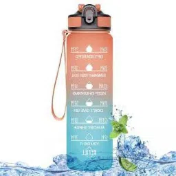 Motivational Fitness Sports Water Bottle with Time Marker & Straw 1000 ml Water Bottle-image-0