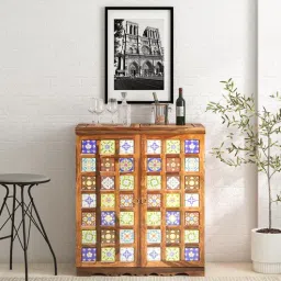 mudramark from pepperfry Siramika Sheesham Wood Bar Cabinet In Rustic Teak Finish-picture-1