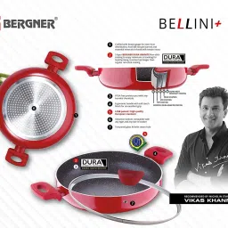 bergner Bellini Plus Press Red 5-Layer Non-Stick Induction Bottom Fry Pan 18 cm diameter 0.74 L capacity image 3