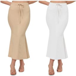 k j fashion SW-CREAM & WHITE Lycra Blend Petticoat-image-83