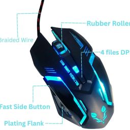 coolcold Wired USB Gaming Mouse,1600 DPI LED Backlight 6 Button Wired Ambidextrous Optical Gaming Mouse image 5