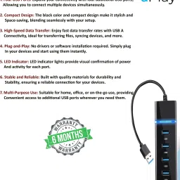 Orionis 4 Port USB HUB SuperSpeed 3.0 Portable MiniHub USB Adapter image 5
