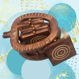 Multi Pattern Wooden Table Coasters Coasters Serving Set-image-81
