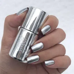 Quick Drying Lasting Metallic Mirror Effect Nail Art Polish SILVER-image-68