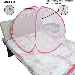 shreenathji jewellers Polyester Kids Washable Foldable Baby Mosquito Net /Machhardani High Durability Pink Color Mosquito Net image 3