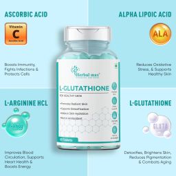 herbal max Skin Youthful Collagen Tablet | L-Glutathione Tablet Improves Skin Hydration image 2