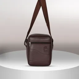 pramadda pure luxury Brown Men Sling Bag - Regular Size Royal Vegan Leather Tourister Sling Messenger Bag for Men Women | Crossbody Side Shoulder Sling Bags | Small Chest mini travel pouch | Sports hiking trekking Travelling Beg | Corporate festival gift item men | business cash pouch bag | Passport Document Sling Bag waterproof-picture-18