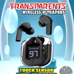 crecro ultrapod earphones wireless ear buds transparent earbuds headset bluetooth Q181 Smart Headphones-image-83