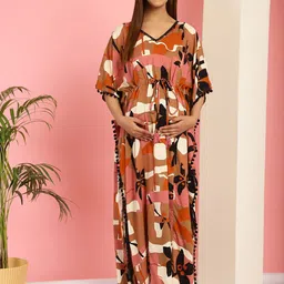 Secret Wish Printed Maxi Maternity Feeding Kaftan Nightdress-picture-14