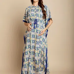 Secret Wish Ethnic Motifs Printed Maternity Kaftan Maxi Nightdress-17
