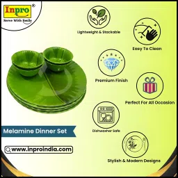 inpro Pack of 8 Melamin Banana Leaf Print Dinner Set-Lightweight tableware for everyday use. Dinner Set image 3