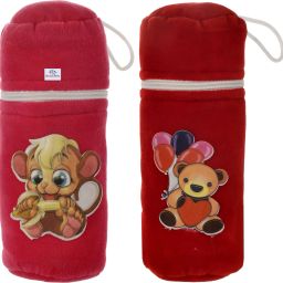 Cartoon Printed Velvet Newborn Baby Feeding Bottle Cover, Pack of 2 (Pink & Red)-image-49