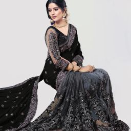 Embellished Bollywood Net Saree-image-3