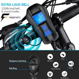 fabsports Waterproof Rechargeable LED Bicycle Front / Head Light with Speedometer & Odometer LED Headlamp image 2