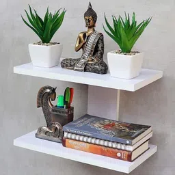 lion wood cafe I SHAPE FLOATING WALL SHELF/ DISPLAY RACK/ SET TOP BOX STAND/ WALL MOUNTED SHELF MDF (Medium Density Fiber) Wall Shelf-picture-19