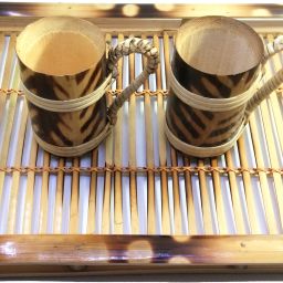 Bamboo, Handicraft, Rectangular Shape Beautiful Designed 2 Cup 1 Tray Set Tray, Cup Serving Set-image-28