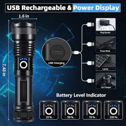 zeno volt HP376 Rechargeable Tactical Flashlight, 9000Lumen Brightest High Lumens Torch image 3