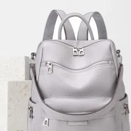 Medium 25 L Laptop Backpack Purse for Women Convertible Travel Vintage PU Leather Shoulder-image-24