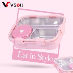 Lunch Box 3 Compartment Leakproof, Stainless Steel, With Spoon + FORK 3 Containers Lunch Box-21