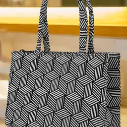LEKHX Geometric Printed Structured Oversized Water Resistance Canvas Tote Bag image 1