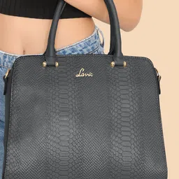 Lavie Grey Animal Textured PU Regular Structured Handheld Bag-10