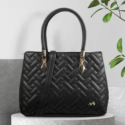 Metro Black Quilted Structured Handheld Bag-74