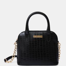 Mast & Harbour Black Textured PU Structured Handheld Bag-image-67
