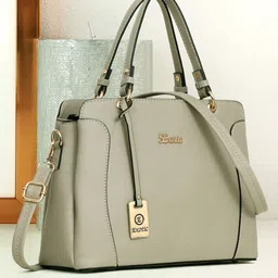Exotic Cream-Coloured PU Structured Handheld Bag image 1