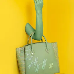 EUME Green Textured Oversized Structured Handheld Bag-30
