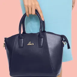 Lavie Navy Blue Solid Handheld Bag-15