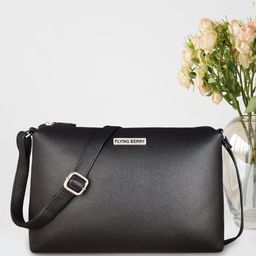 FLYING BERRY Black Textured PU Swagger Sling Bag-53