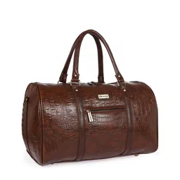 FUR JADEN Unisex Brown Textured Duffel Bag-image-8