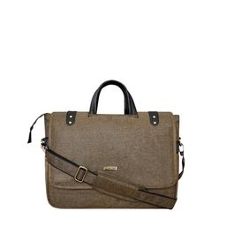 LOREM Men Khaki & Black Textured Laptop Bag-39